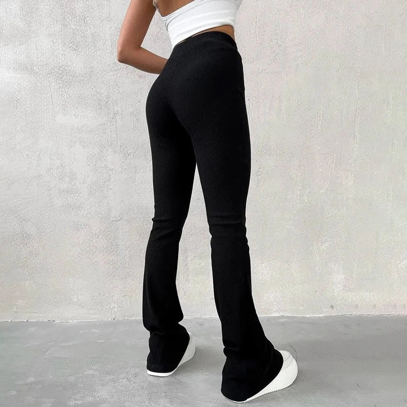 Autumn Solid High Waist Hip-Wrapping Elasticated Embossing Trousers Casual Daily Versatile Women Pants