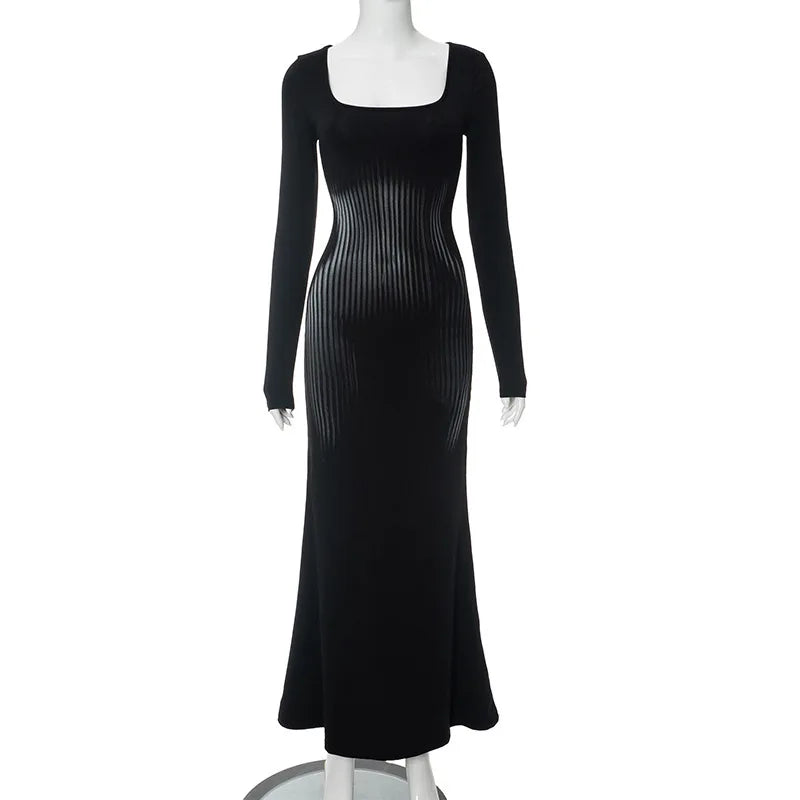 Y2K Bodycon Black Long Dress