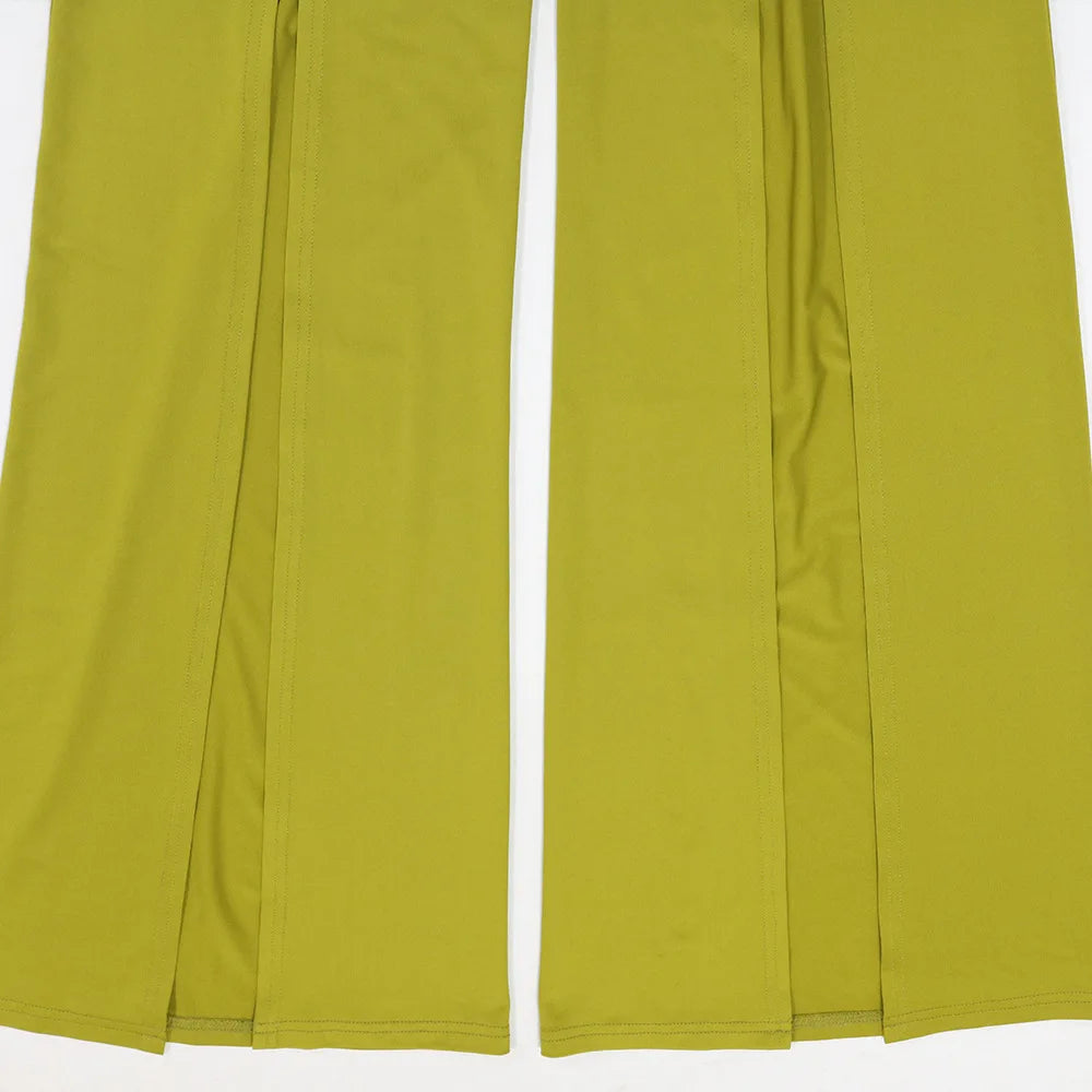 Short Sleeve Slash Neck Ruched Tops and Wide Leg split Pants Two 2 Piece Sets Outfit