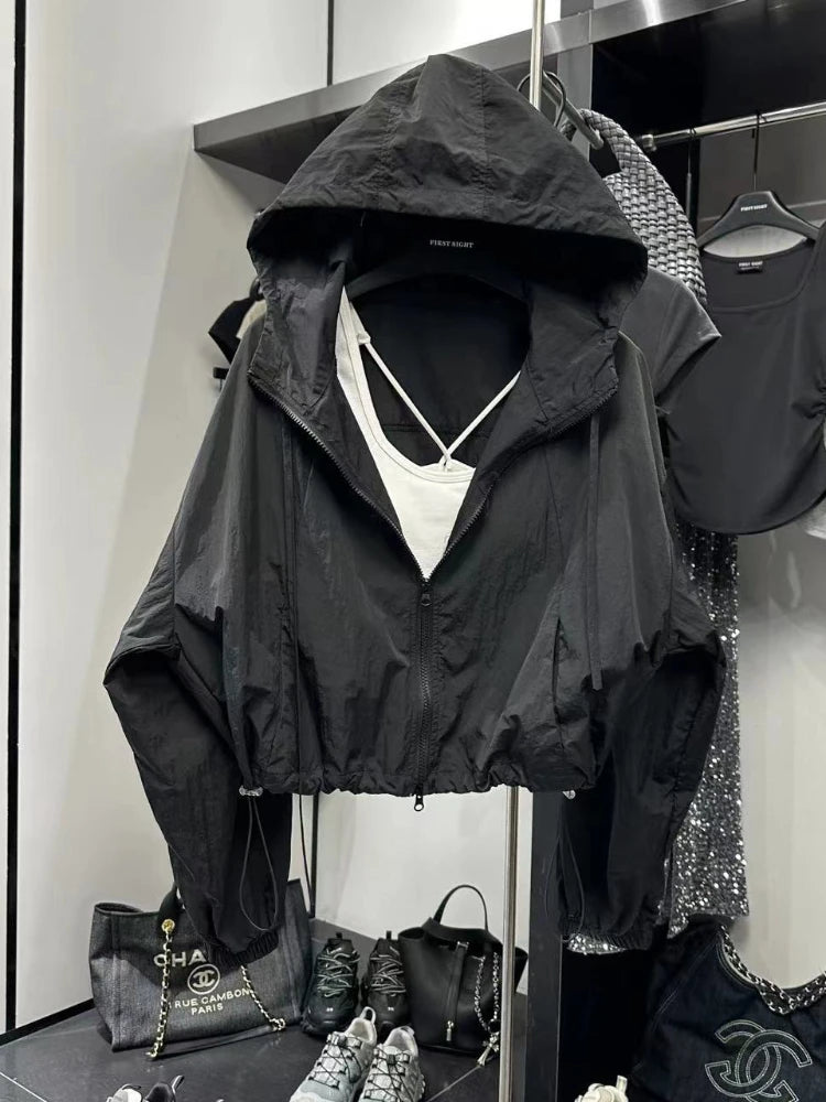 Sunscreen Hooded Thin Loose Vintage Jacket