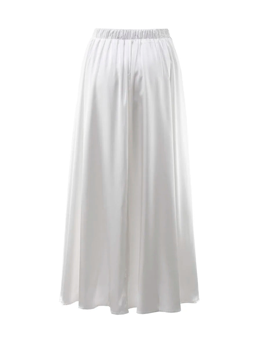 Elegant Satin Loose High Waist Maxi Long Skirts