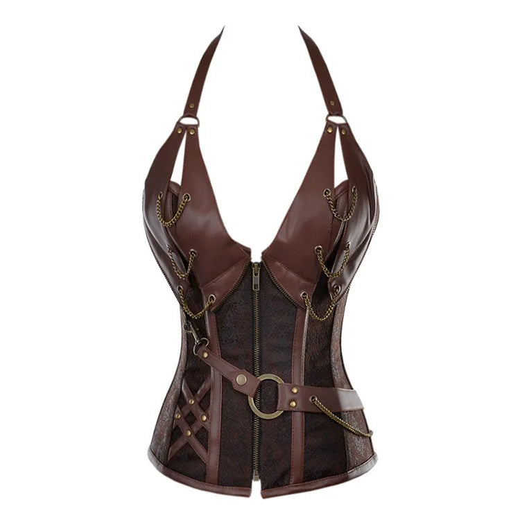 Medieval Viking Pirate Steampunk Leather Corset