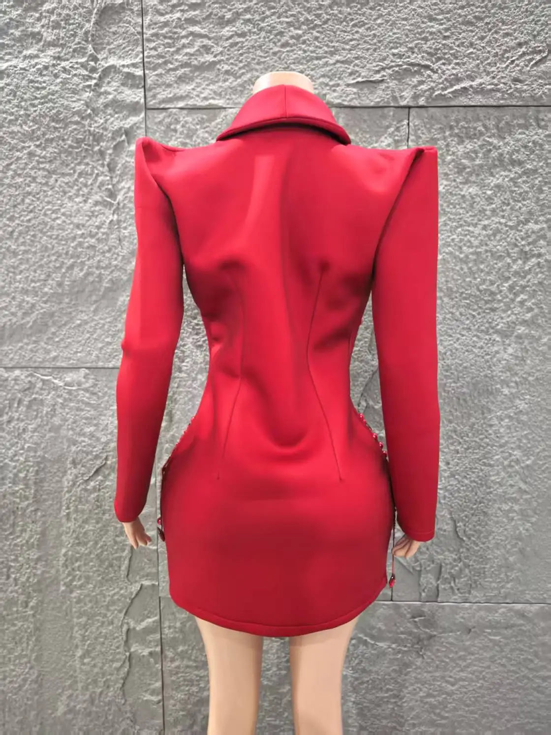 Long Sleeve Deep V-Neck Bodycon Blazer Dress