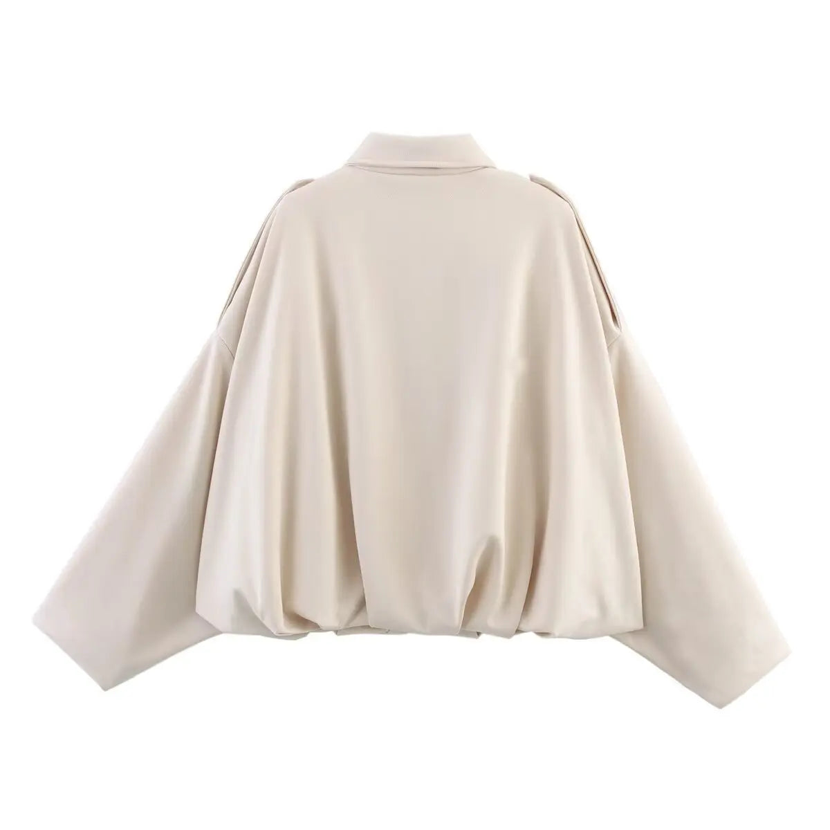 Lapel Suede Long Sleeve Zipper Loose Short Women Coat