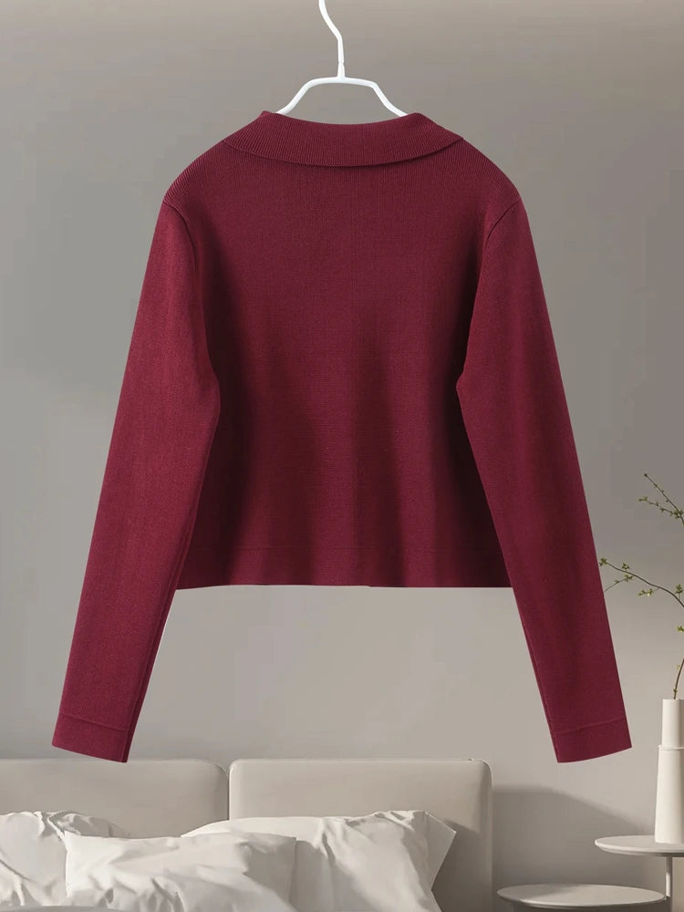 Knitted Two Pieces Single Breasted Lapel Cardigan Pleated A-line Mini Skirt Set