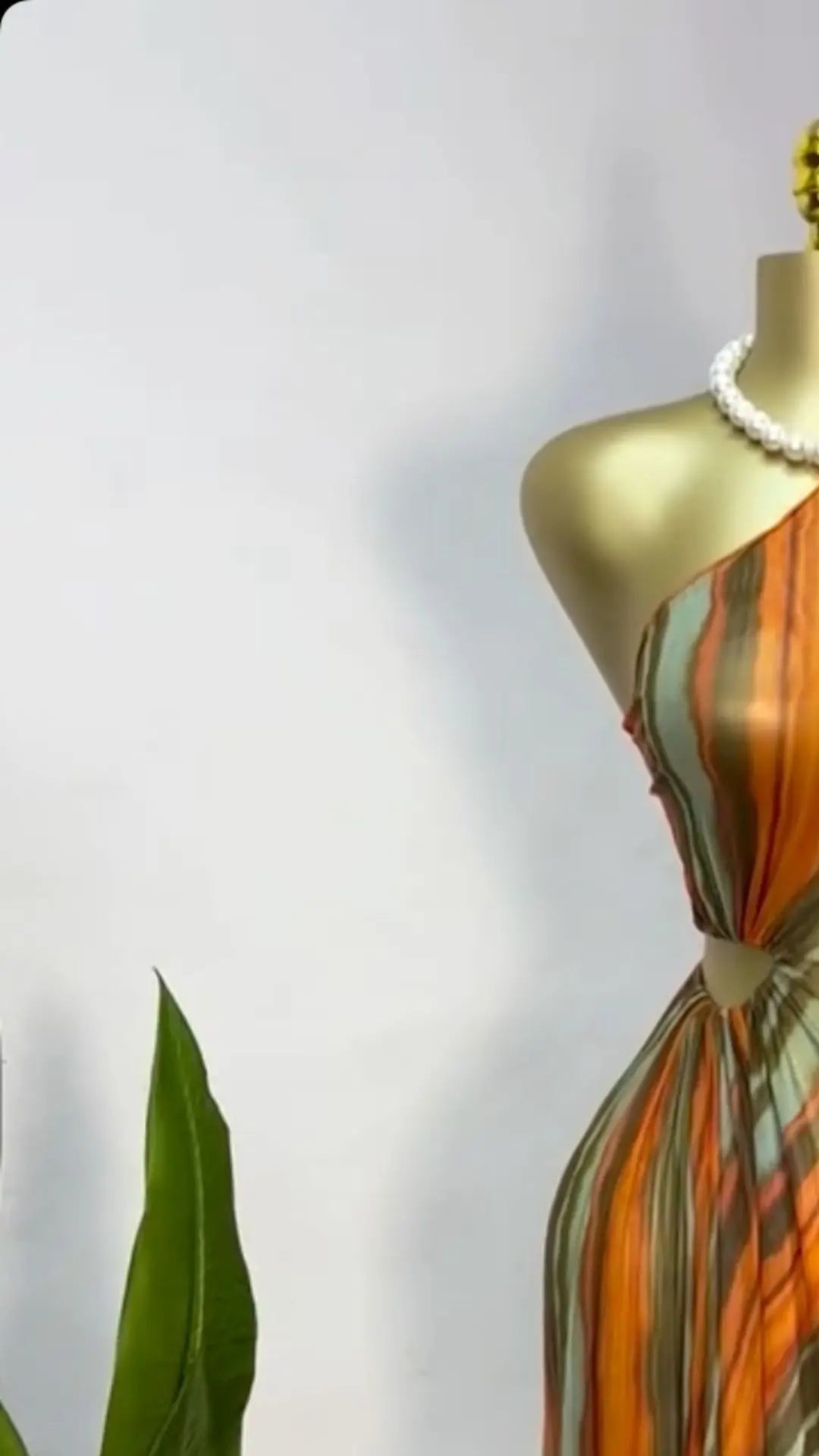 Elegant Striped Print Sleeveless Floor-Length Long Dress