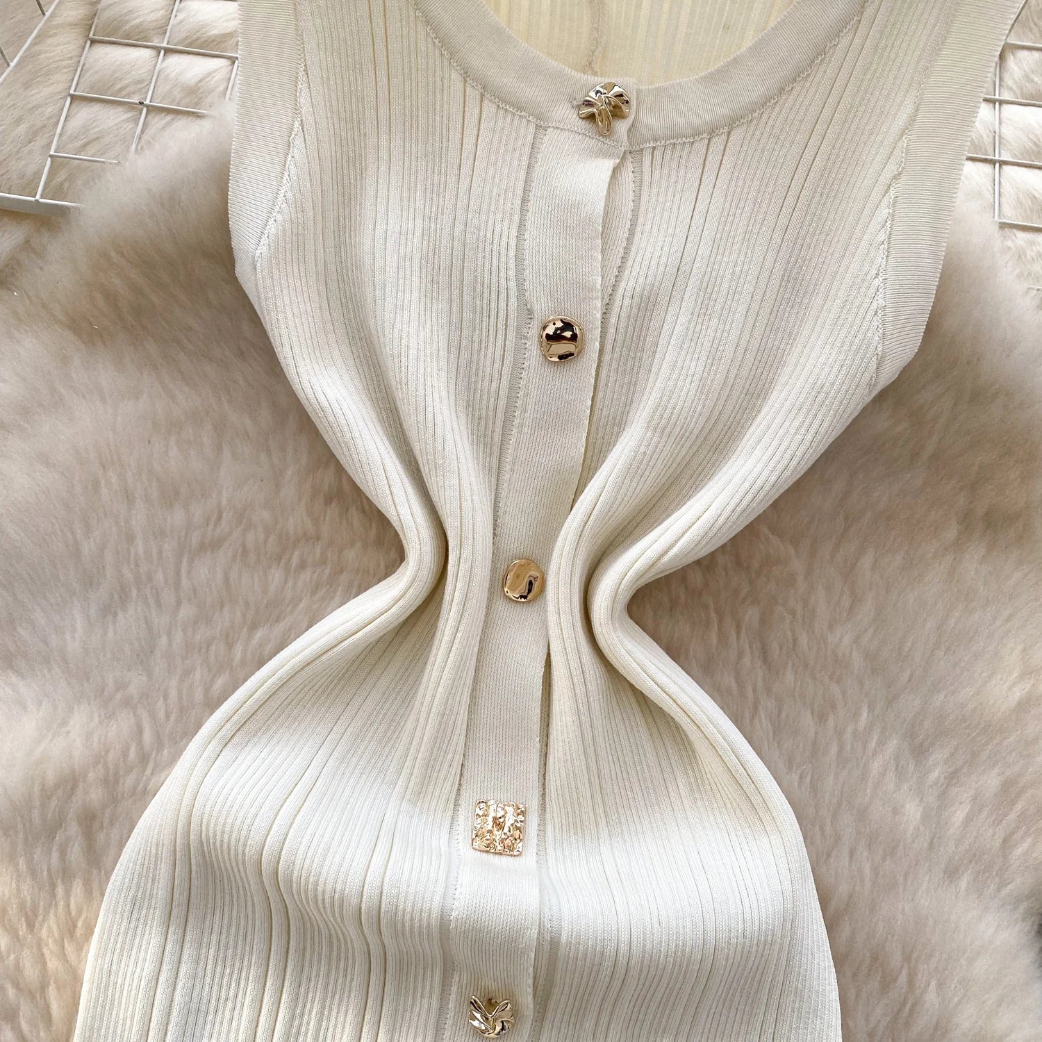 Elegant Office Lady Dress O Neck Sleeveless Knitted Bodycon Dress Sundress