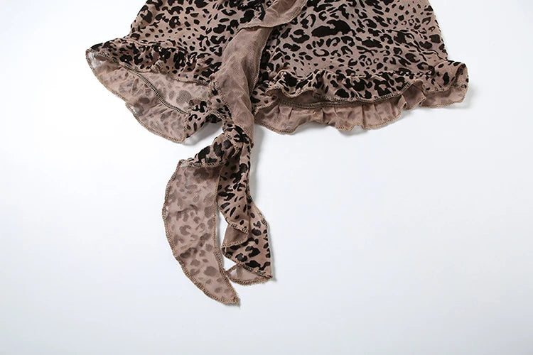 Leopard Print V-Neck Tassel Backless Playsuits