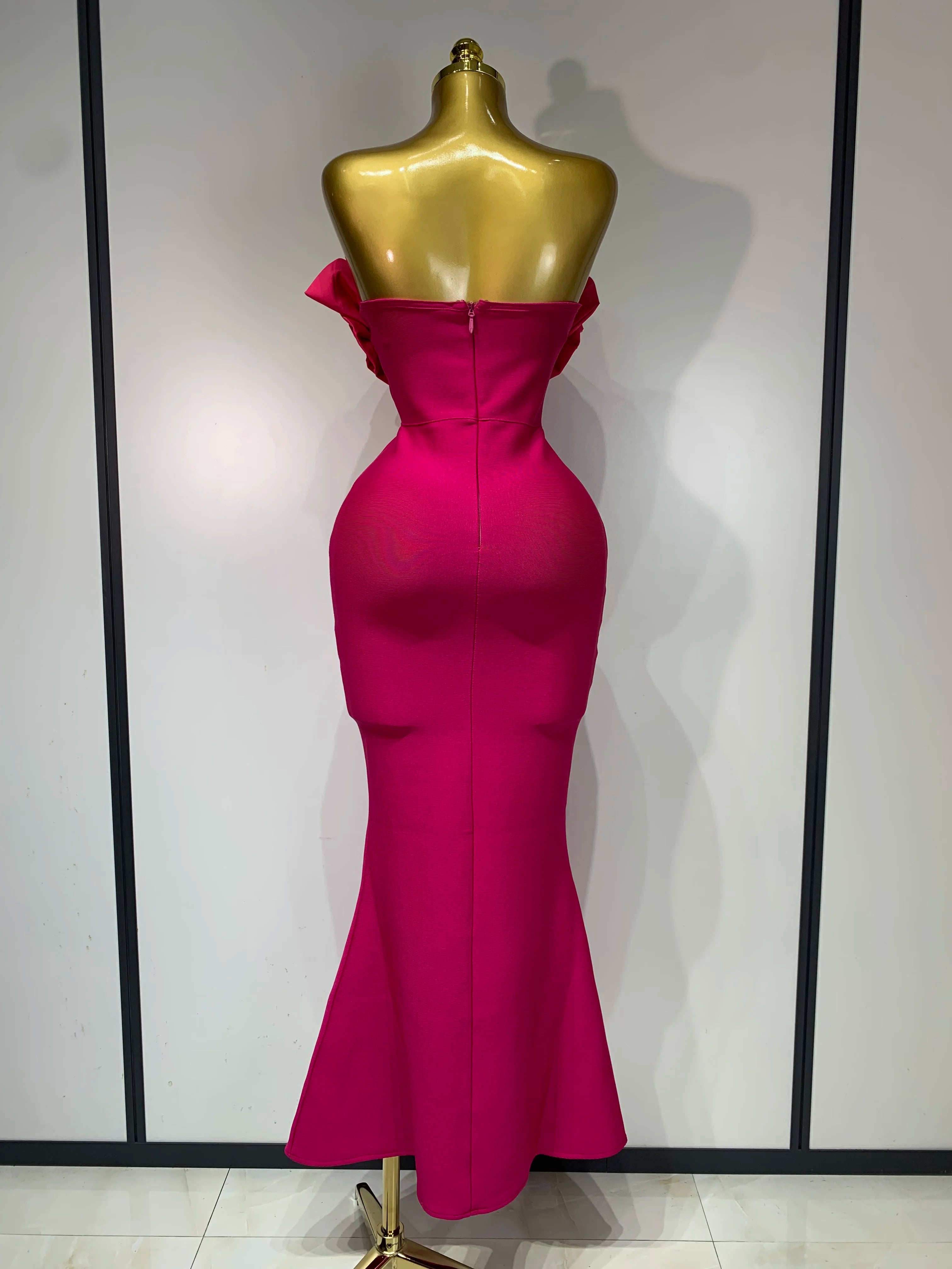 Strapless Appliques Sparkly Diamond Bodycon Bandage Dress