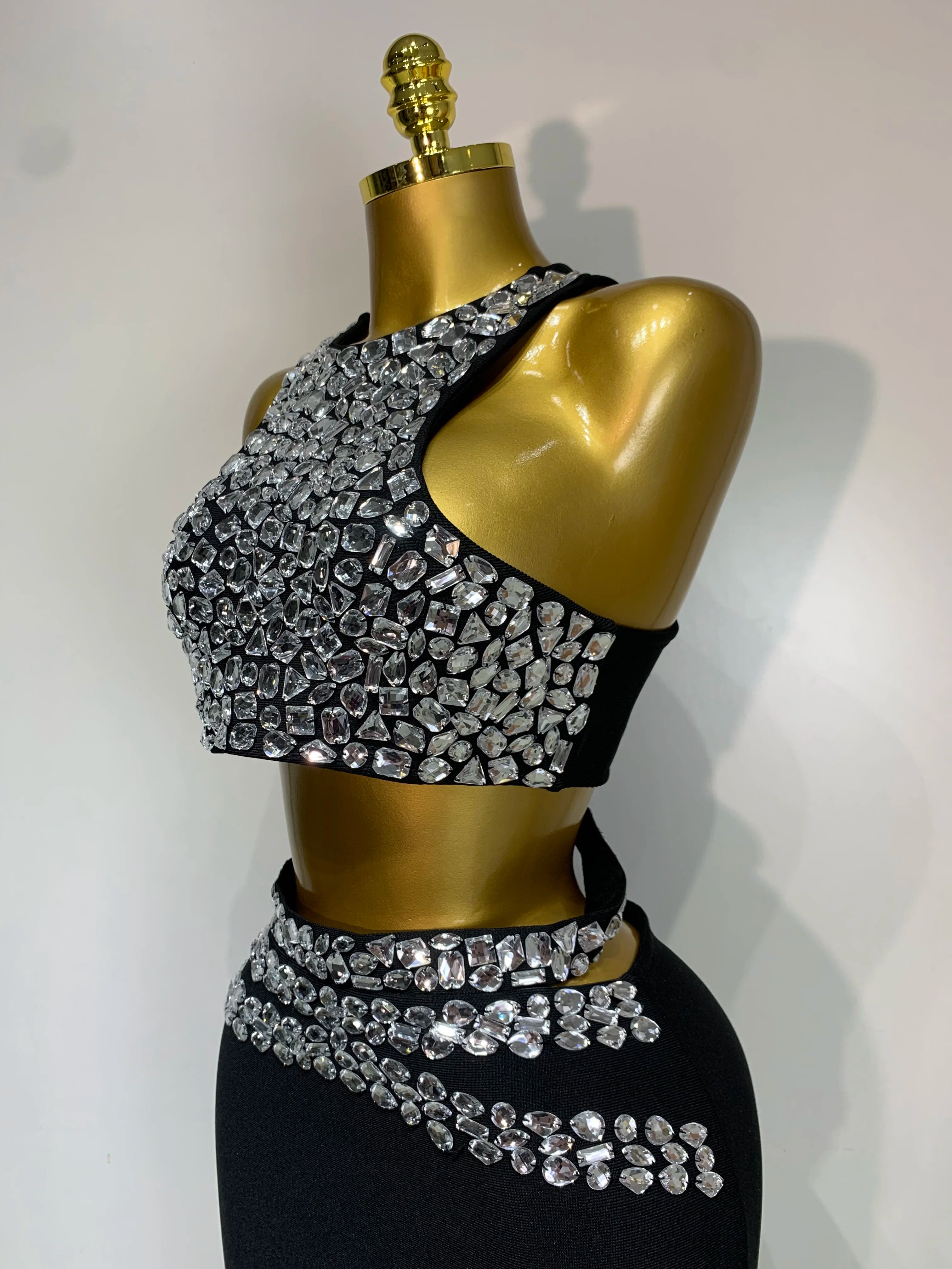 Sparkly Crystal Bodycon Long Bandage Dress
