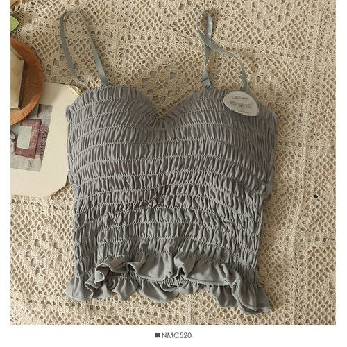 Spaghetti Strap Chic Pleated Tank Top