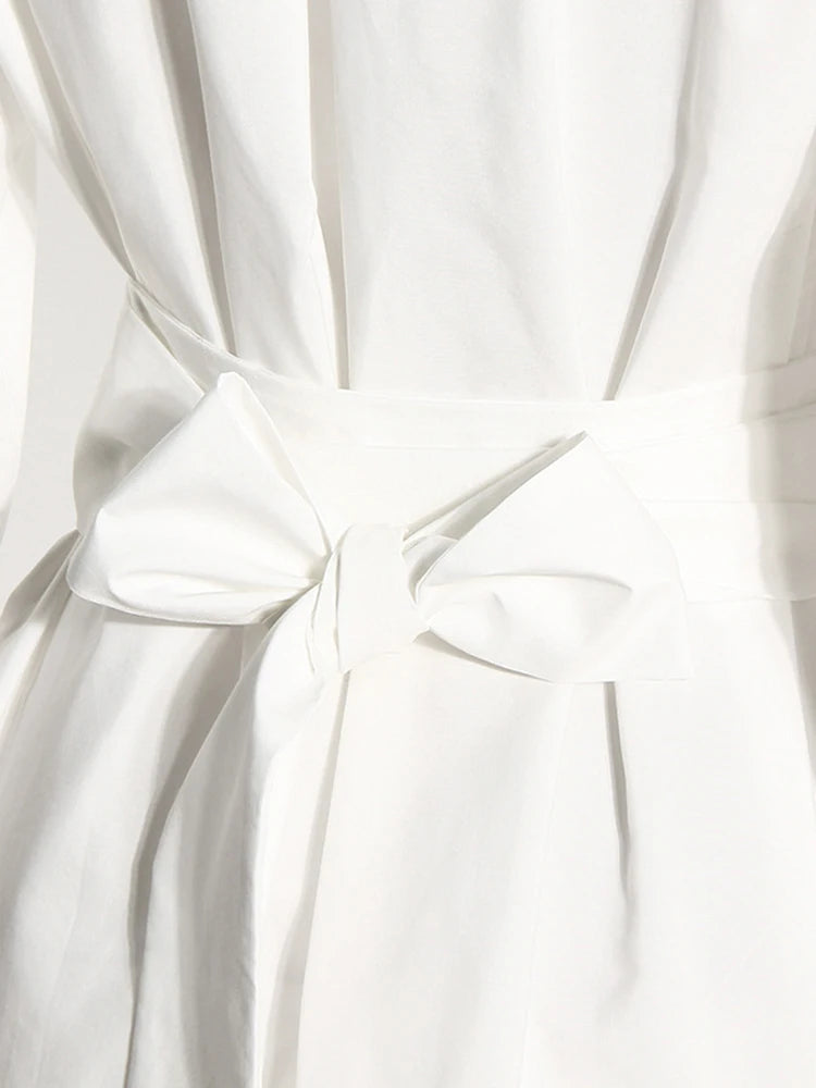 Autumn Irregular Bandage Slit Women's Shirt Dress