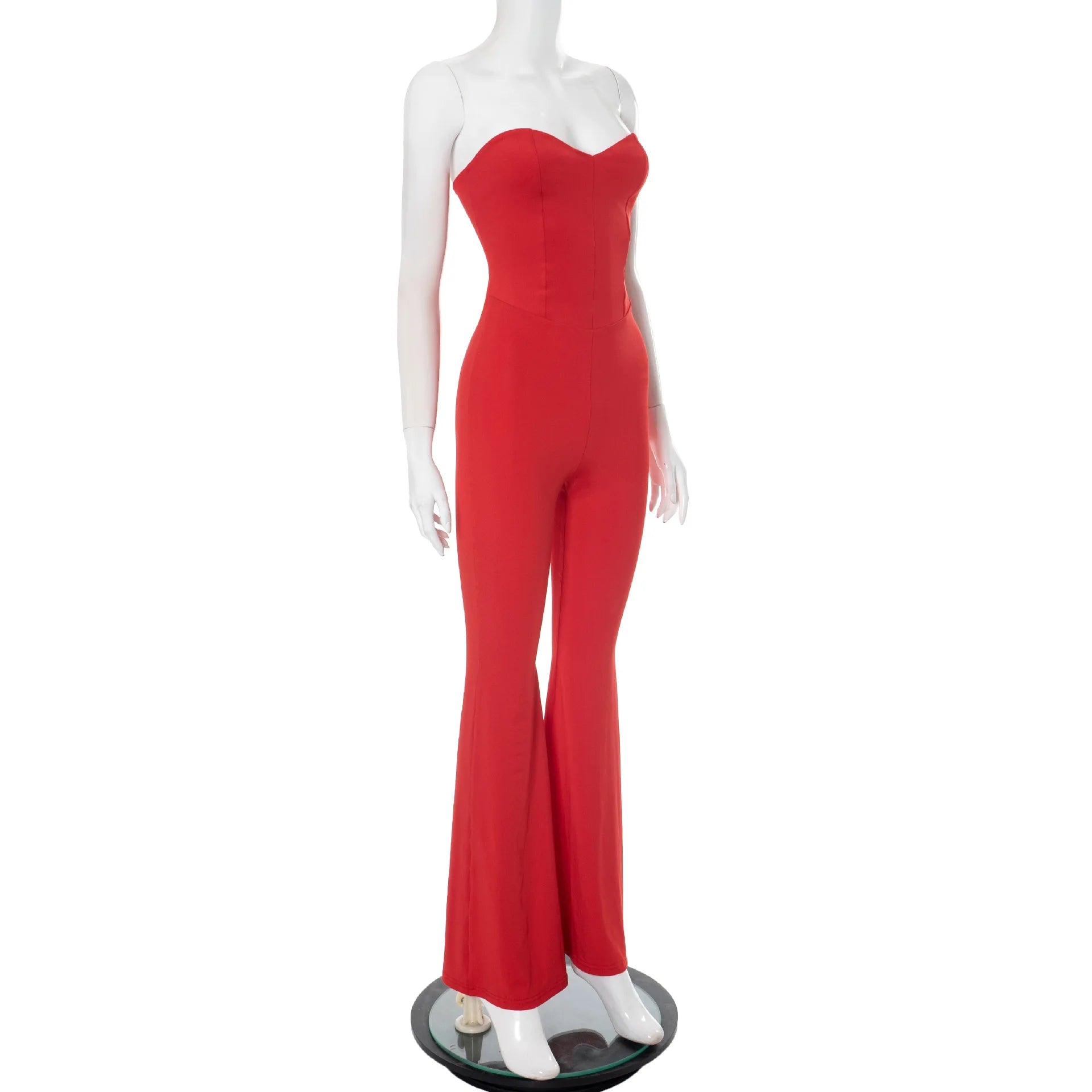 Strapless Flare Sleeveless Backless Slim Overalls Jumpsuit
