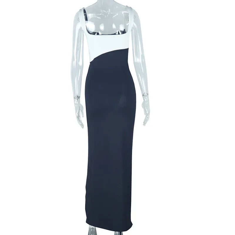 Sleeveless Strapless Patchwork Bodycon Long Maxi Dress