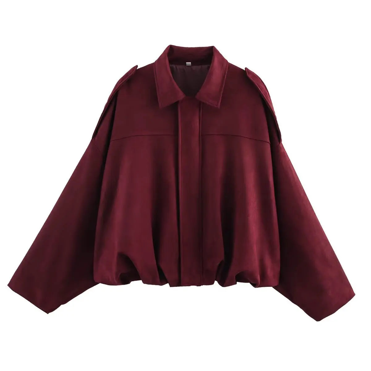 Lapel Suede Long Sleeve Zipper Loose Short Women Coat