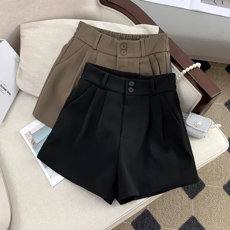 High Waist Wide Leg Office Loose Streetwear Casual Short Shorts