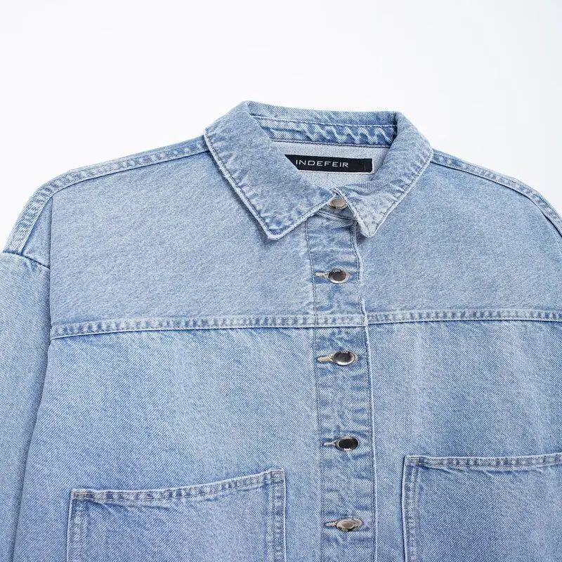 Long Sleeve Versatile Loose Fit Denim Jacket