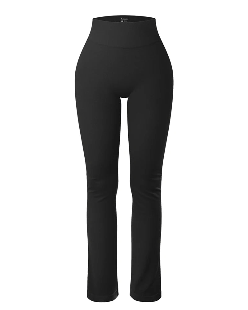 Solid Seamless Knit Yoga Flared Slim Casual Sports Leggings