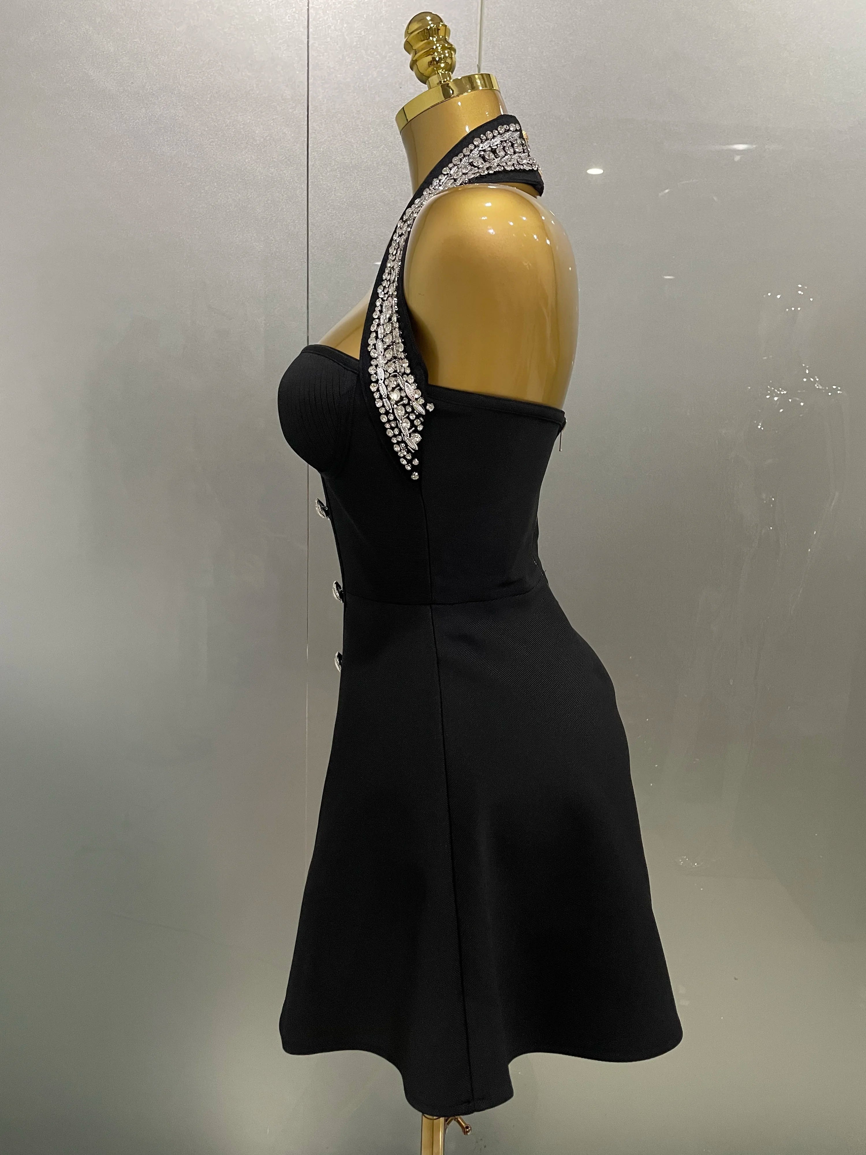 Off the Shoulder Shinning Crystal Bodycon Bandage Dress