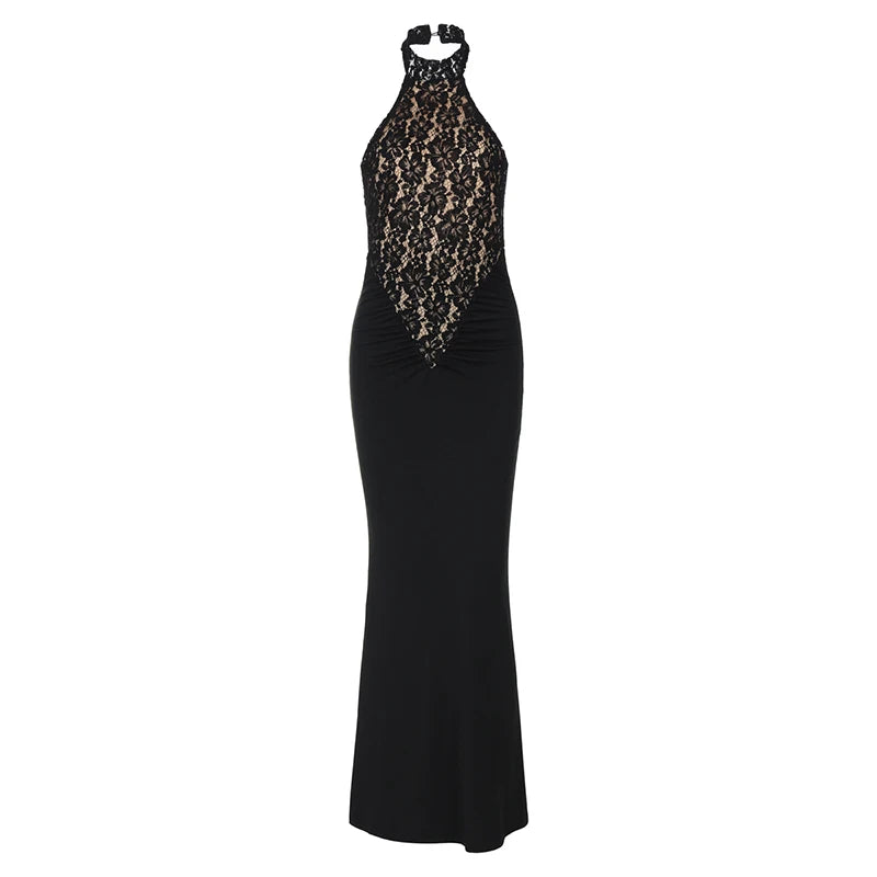 Off-shoulder Strapless Sleeveless Bodycon Lace Halter Backless Dress