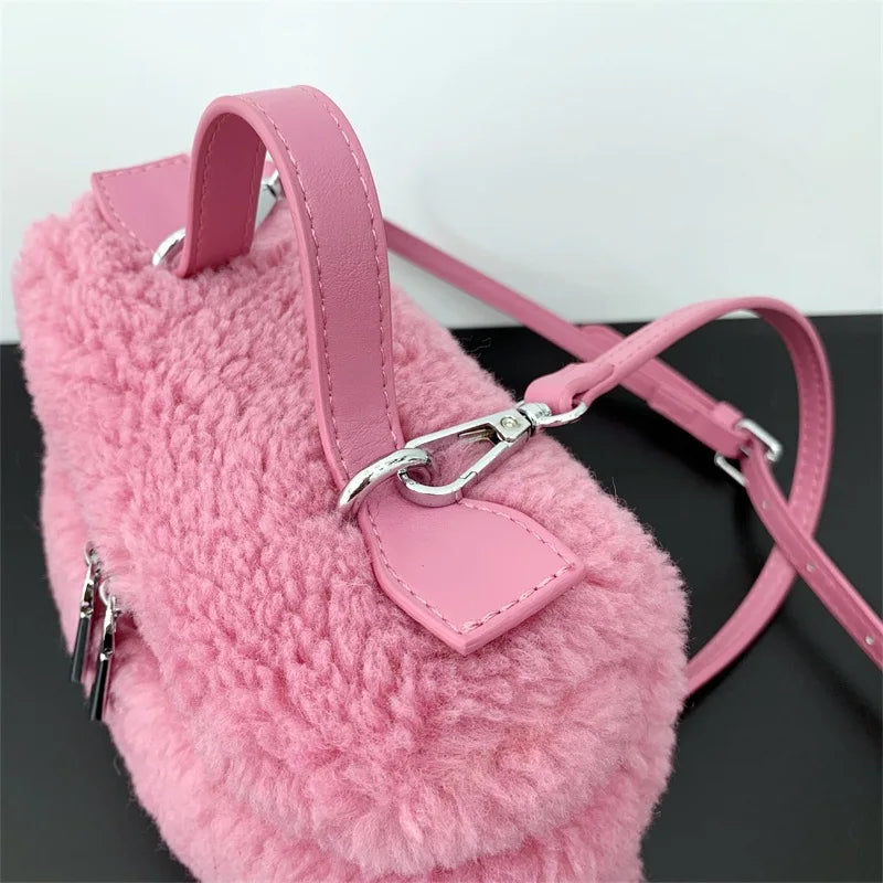 Trendy Faux Fur Shoulder Bags Handbag Y2k Girls Fashion Crossbody Bag