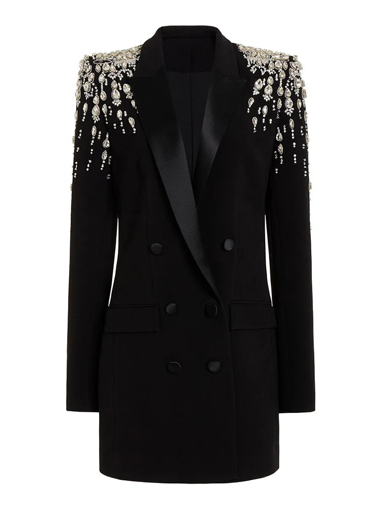 Diamond Shoulder Split Long Style Suit Jackets