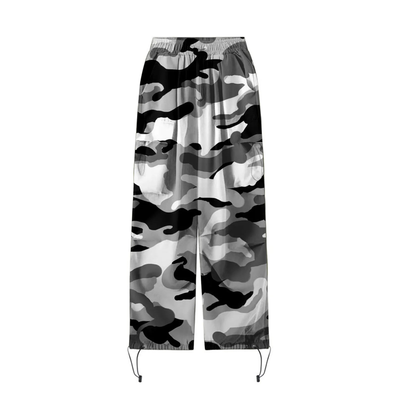 Camouflage Cargo Pants Streetwear Hip Hop Baggy Casual Drawstring Joggers Pockets Loose Wide Leg Sweatpants Trousers