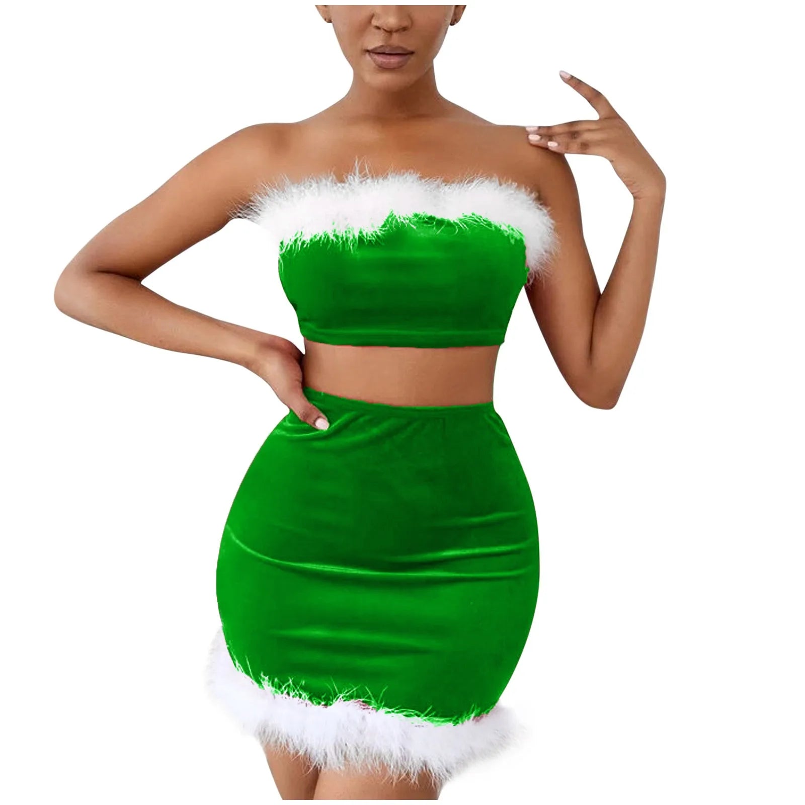 Christmas Lace Dress Plush Wrap Chest