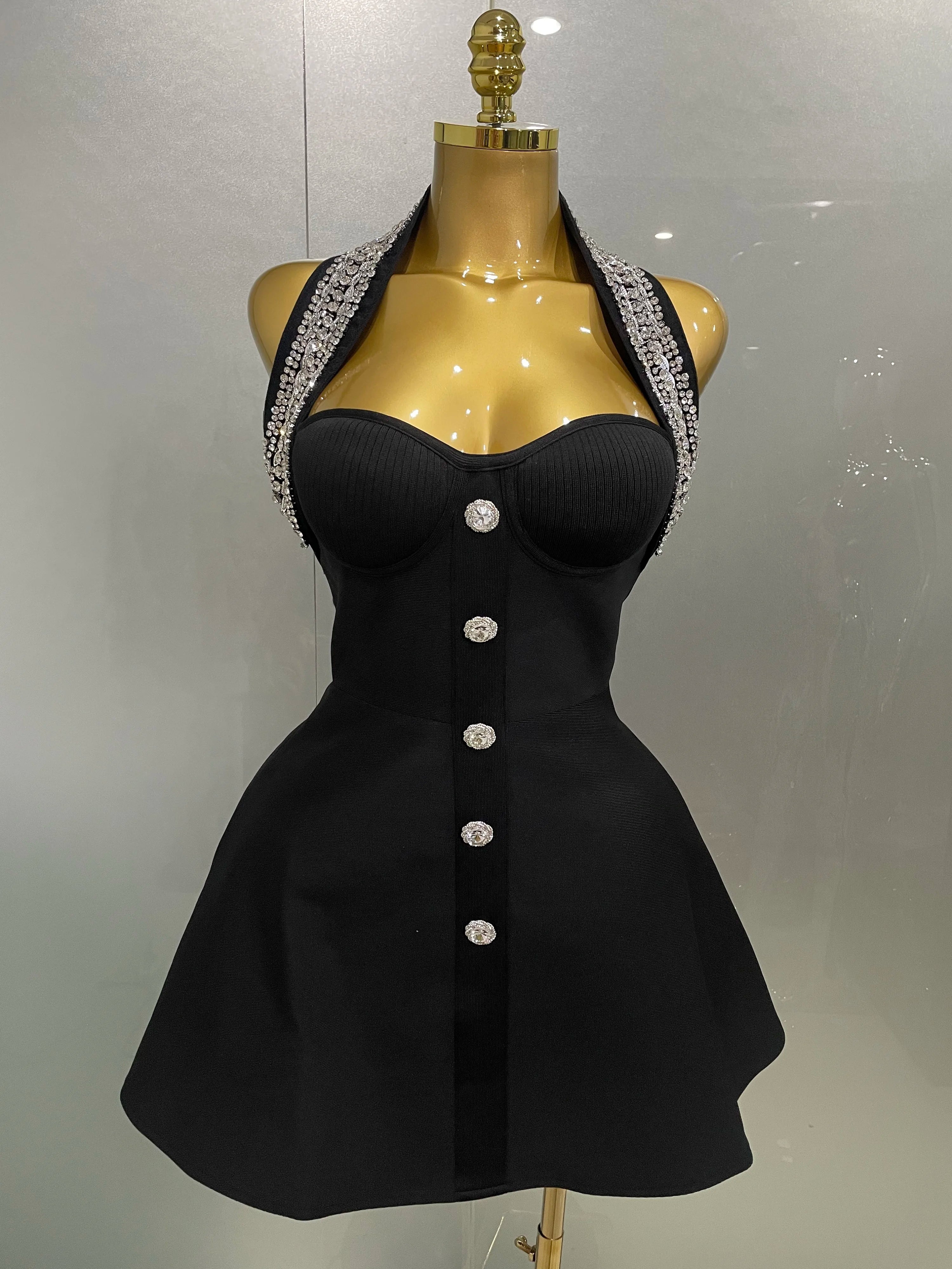 Off the Shoulder Shinning Crystal Bodycon Bandage Dress