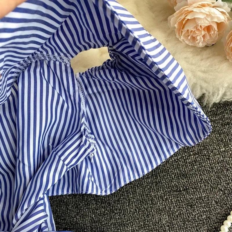strap stripe chic blouse
