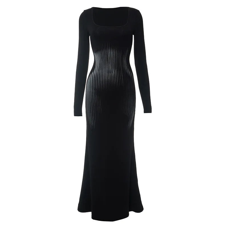 Y2K Bodycon Black Long Dress