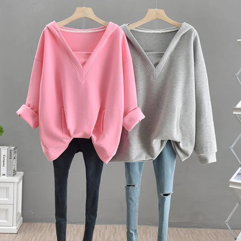 Autumn Winter Fashion Style Y2K Sweatshirt Casual Loose All Match Female Clothes Long Sleeve Hooded