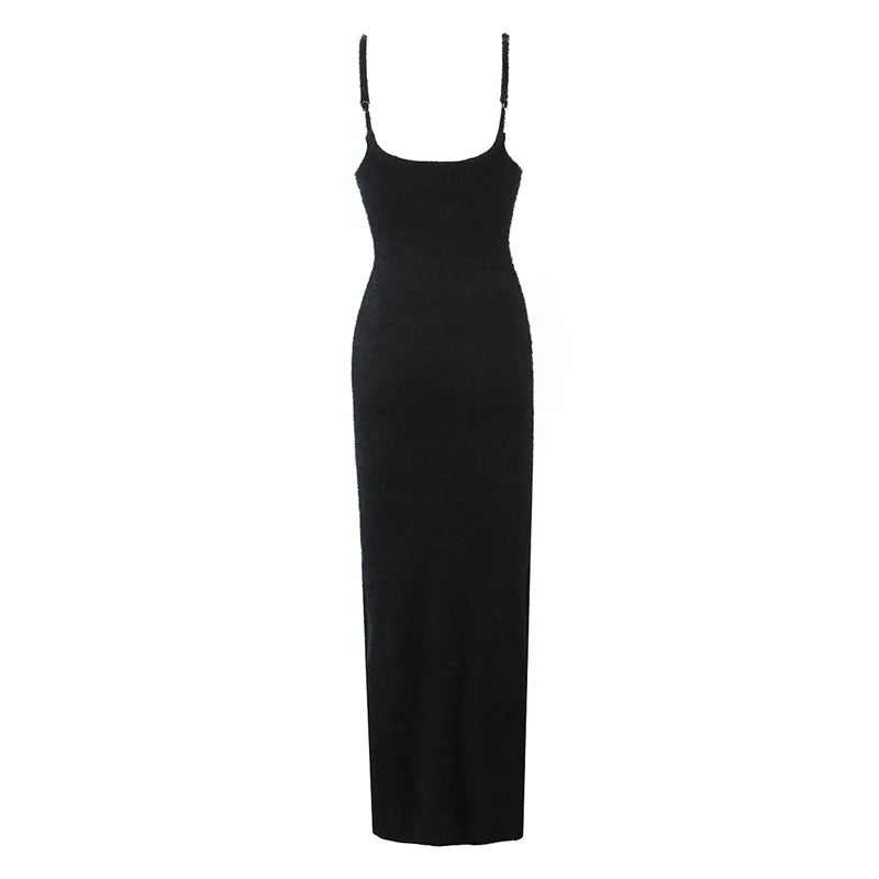 Strapless Soft Fluffy Knit Maxi Dress