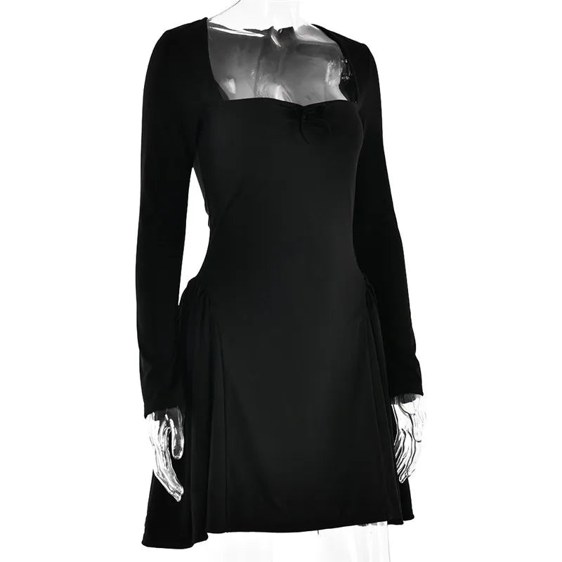 Long Sleeve A-line Pleated Dress