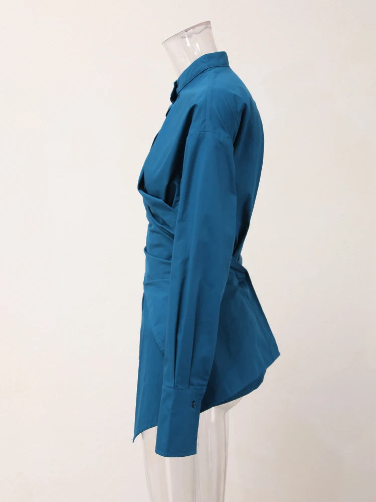 Irregular Cross Button Big Size Women Blouse