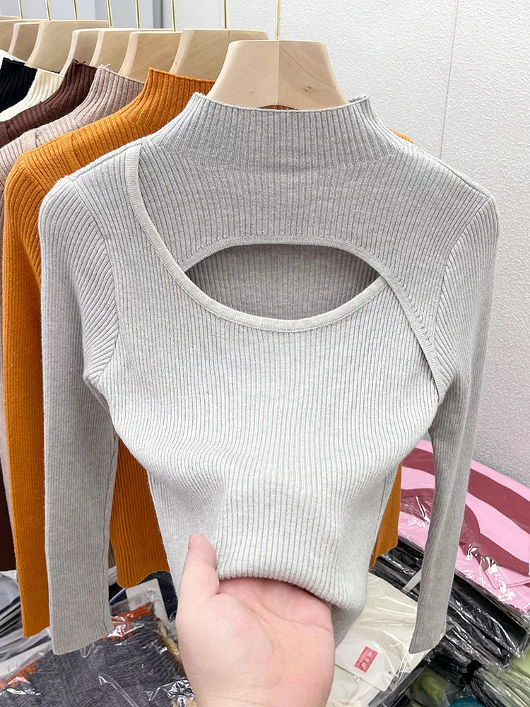 Hollow Out Slim Vintage Soft Warm Pull Pullover Knitted Sweater