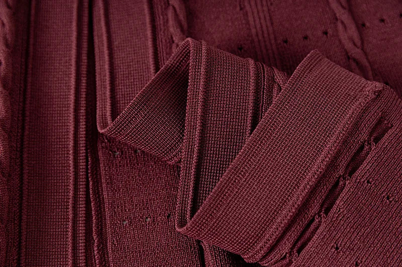 Short-Sleeved Hollow Out Knitted Dress