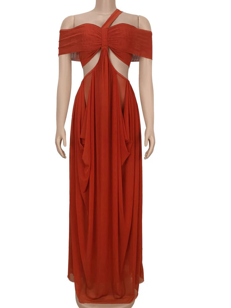 Cut Out Layered Irregular Loose Ruched Party Dress