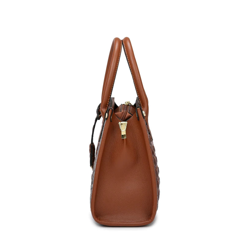 Large Top-Handle Vintage Crocodile Shoulder Bag