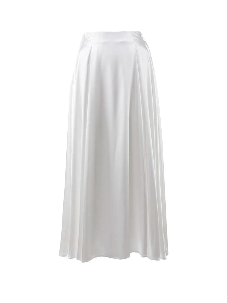 Elegant Satin Loose High Waist Maxi Long Skirts