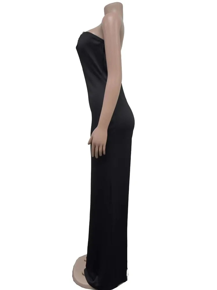 Strapless Hollow Out Off Shoulder Snake Metal Jumpsuits