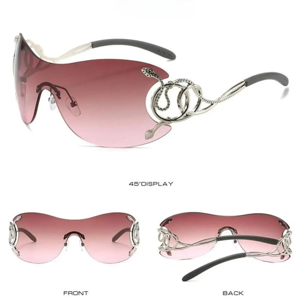 Y2k Rimless Stylish Gradient Trendy Metal Frame Sunglasses