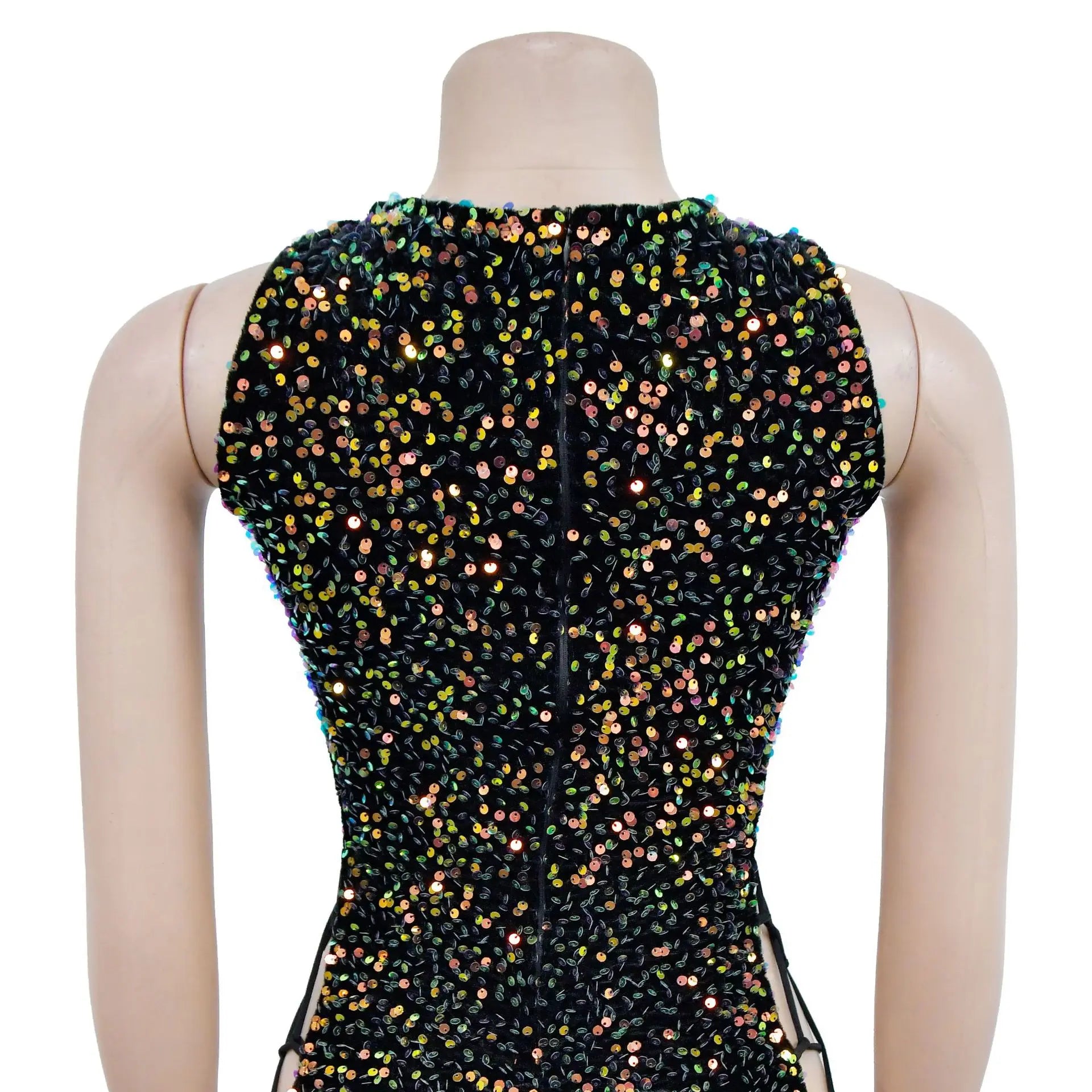 Glitter Sequins Hollow Out Bandage Bodycon Dress