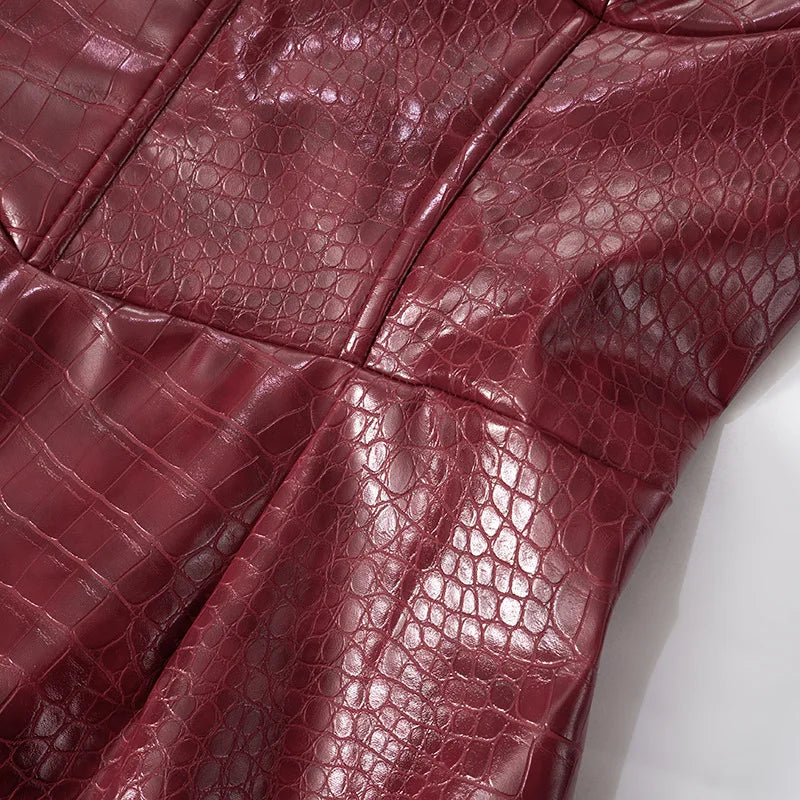Luxury Leather Strapless Chic Y2K Cocktail Dress