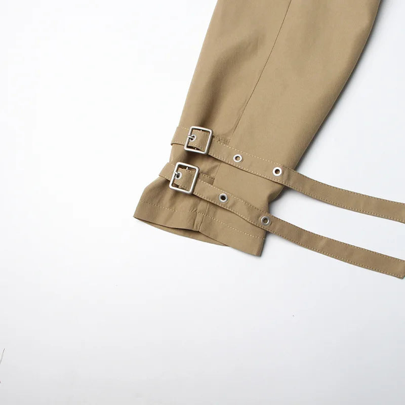 Loose Mesh Stitching Casual High Waist Long Trench Coat