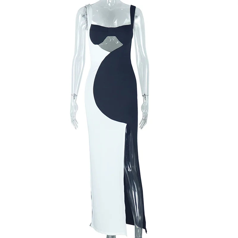 Sleeveless Strapless Patchwork Bodycon Long Maxi Dress