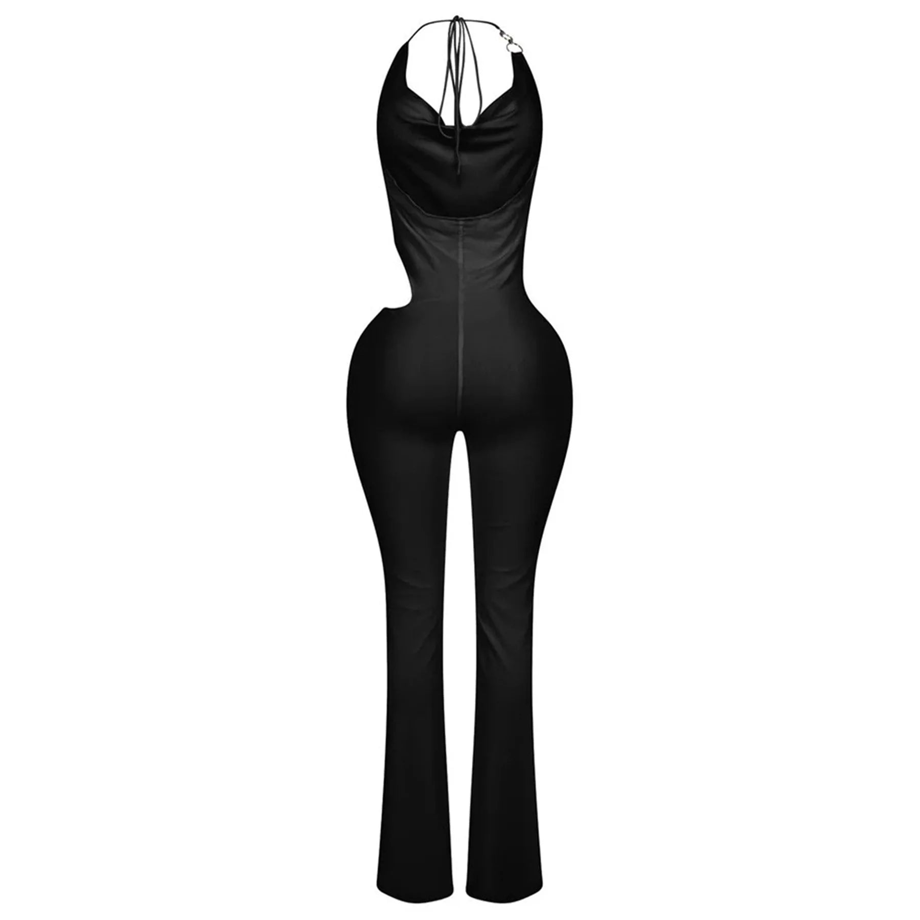 Sleeveless Pile Collar Halter Hollow Out Jumpsuits