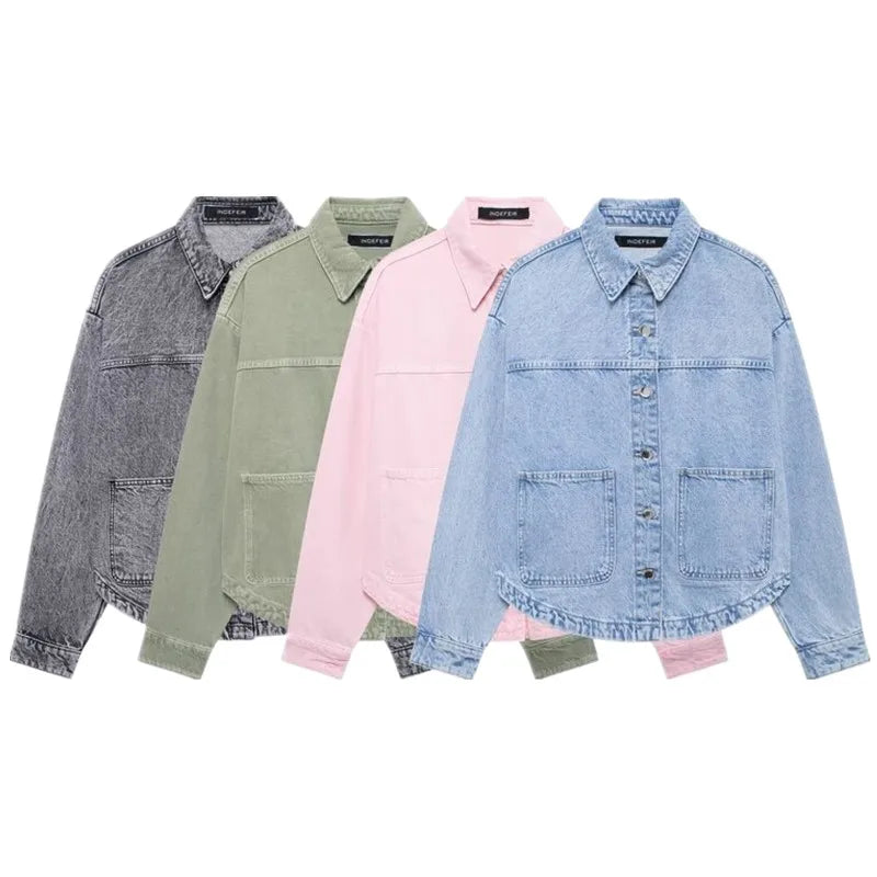Long Sleeve Versatile Loose Fit Denim Jacket
