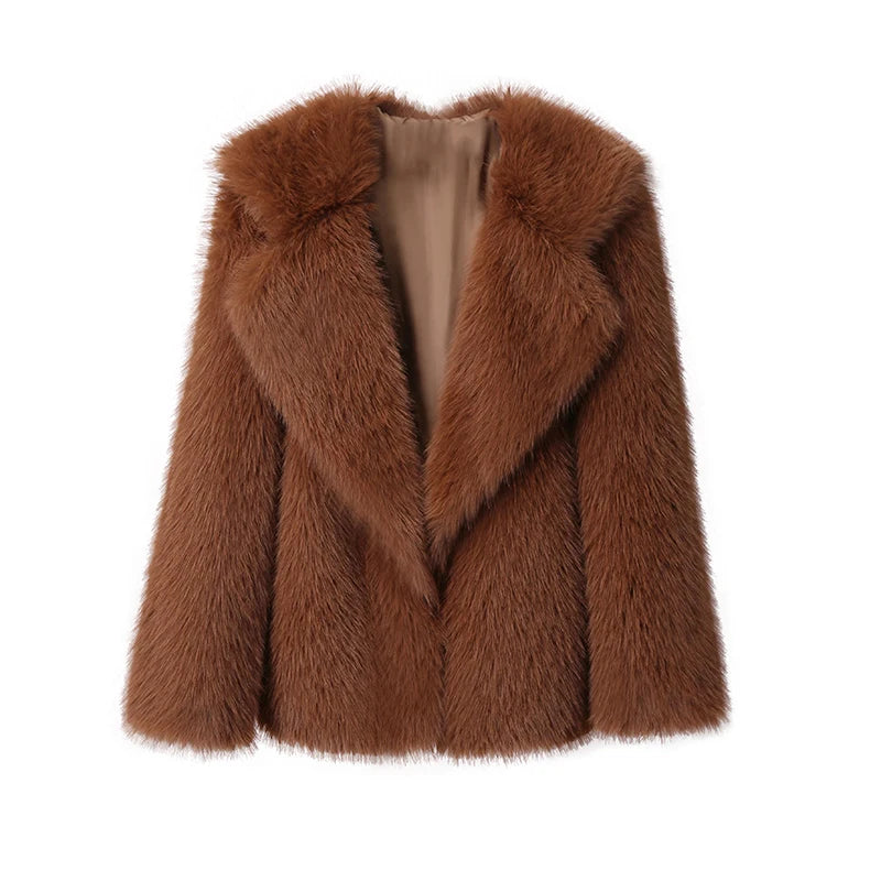 Faux Fur Long Fluffy Overcoat Outerwear