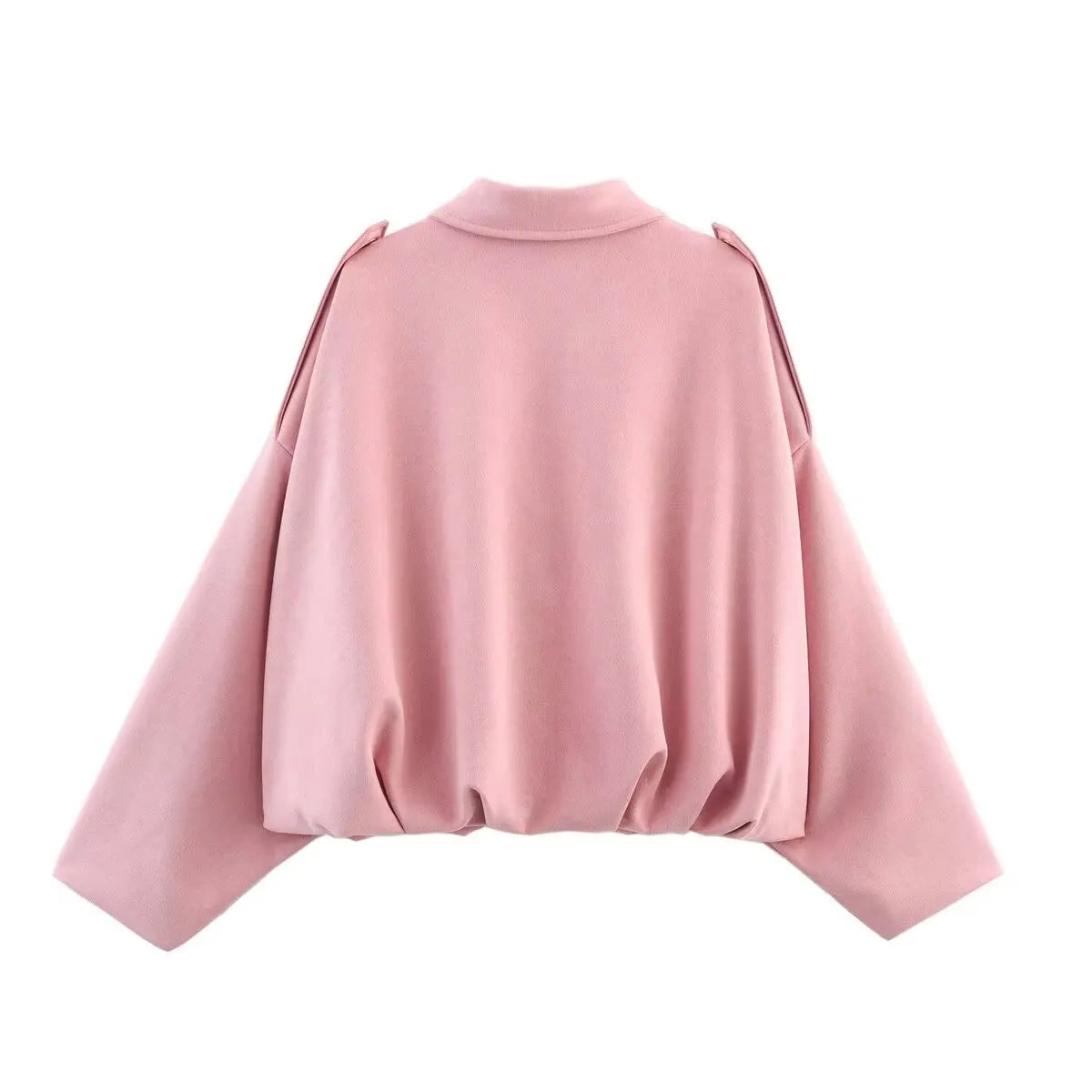 Lapel Suede Long Sleeve Zipper Loose Short Women Coat